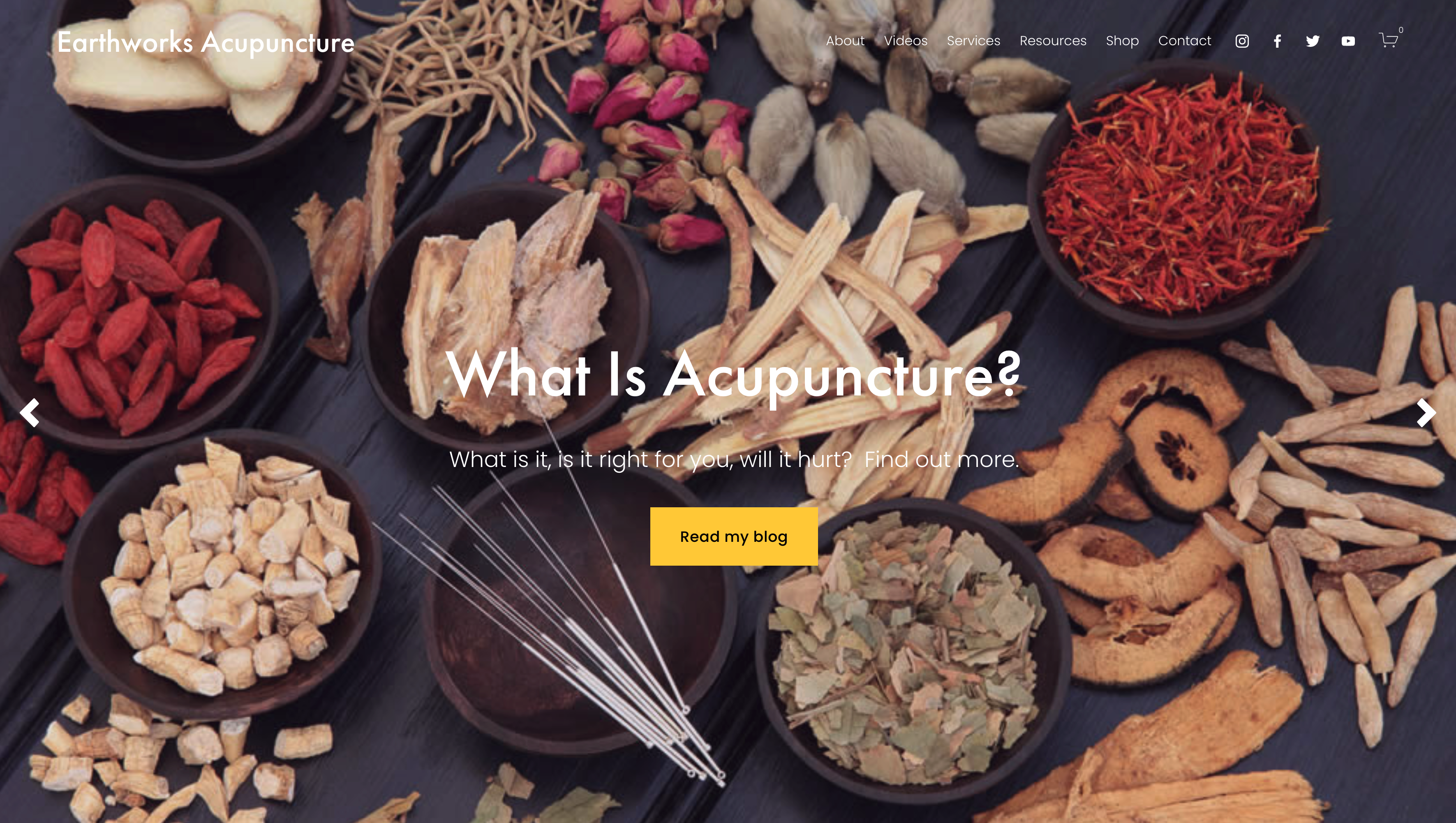 Earthworks Acupuncture homepage screenshot